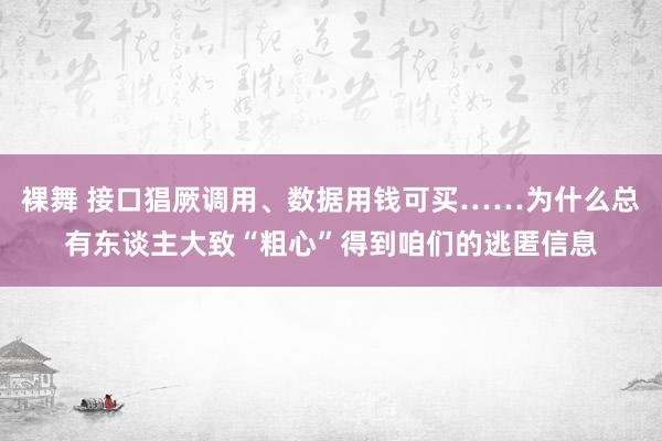 裸舞 接口猖厥调用、数据用钱可买……为什么总有东谈主大致“粗
